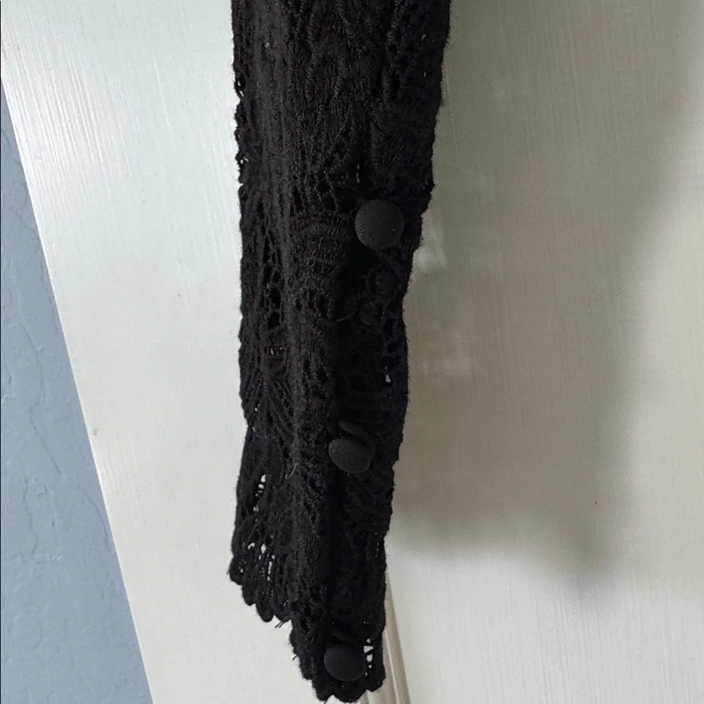 A.L.C. Talia Long-Sleeve Jewel-Neck Cropped Lace Top - Like New, Black, Size 4 - Picture 6 of 9